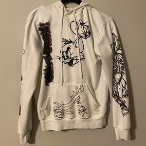 White Streetwear Tom and Jerry Hoodie